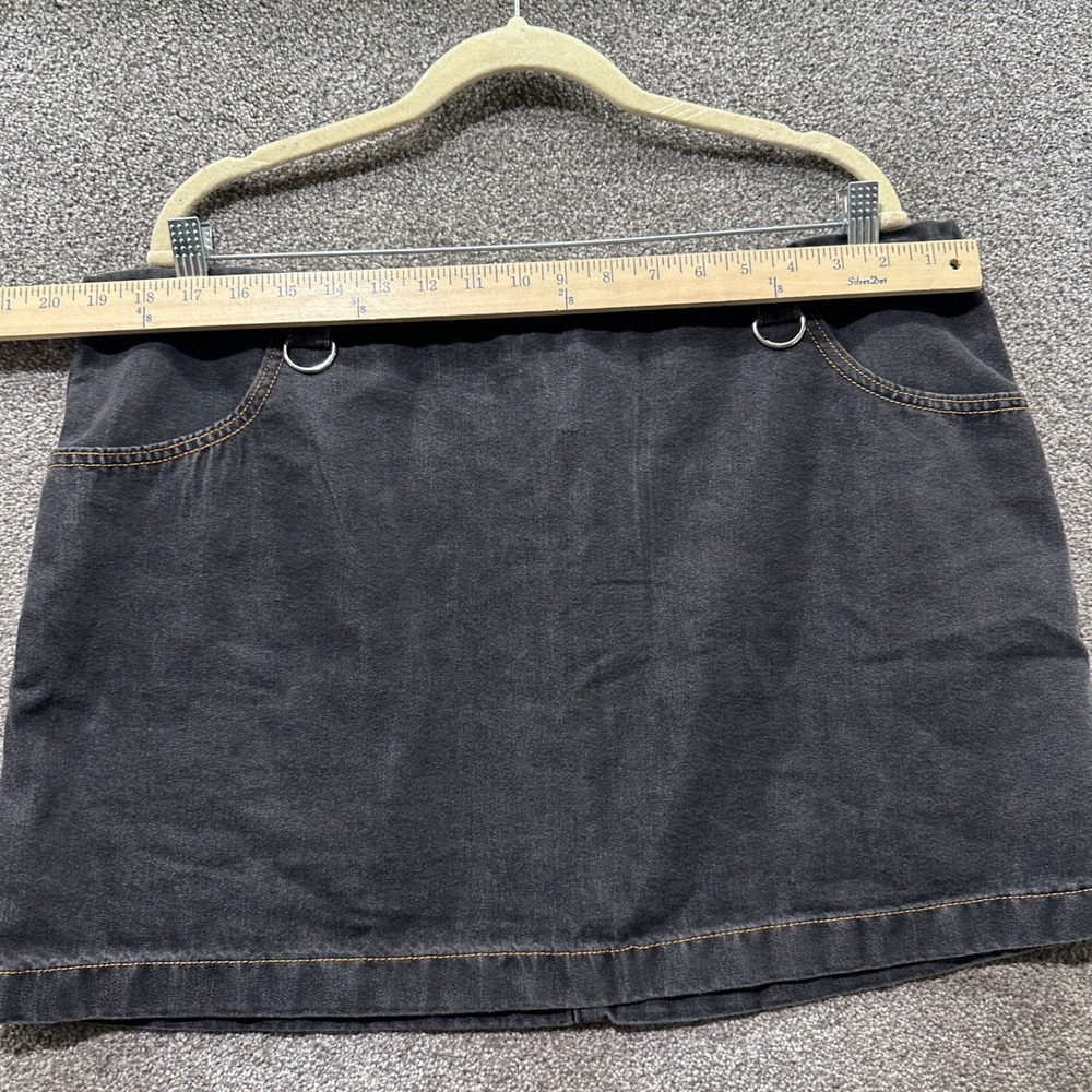 Vintage Old Navy Black Denim Mini Skirt Size 18 D-Ring Y2K 2001 Grunge Edgy - Picture 4 of 8